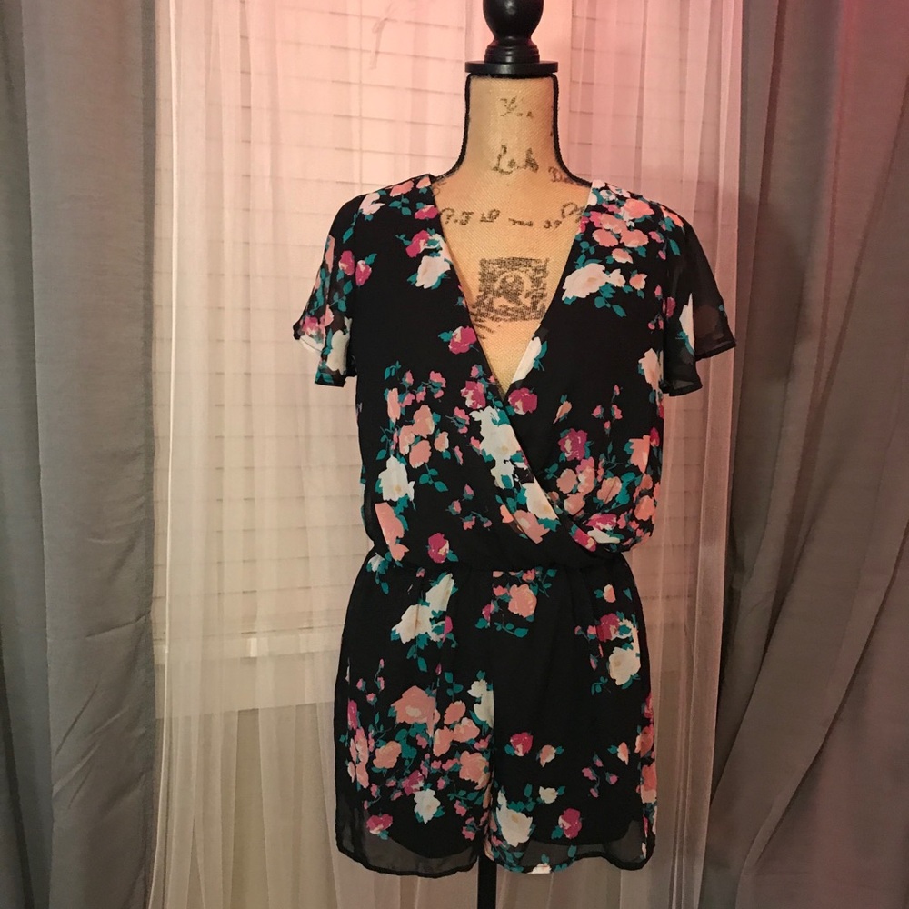 Black floral Dress Romper
